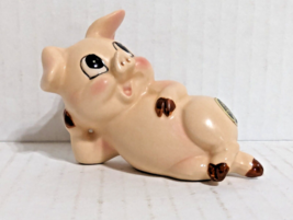 Vintage Josef Originals Pig Figurine Happy Laying on its Side 3 Inches Japan - £9.49 GBP