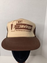 Vintage 1st Savings and Loan Truckers Hat Ball Cap Snapback Brown Mesh - $4.88