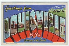 Louisville Kentucky Large Letter Linen postcard - £5.14 GBP