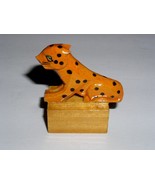 Penguin Brand Leopard Vintage Pencil Sharpener Wood Gloss Finish Green 1 - $27.73 CAD