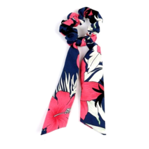 Nollia Ladies Scrunchie Ribbon Hair Tie Blue Pink Tropical Floral - $10.69