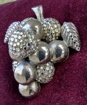 Vintage Signed Judith Leiber Swarovski Crystal Pin Brooch Grape Cluster  - $179.00