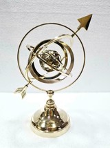 Nautical Vintage Brass Armillary Sphere World Globe Metal Base Office Deco - £67.95 GBP