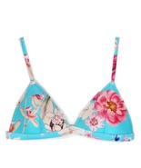 Triangle Small ++ Bikini Top Blue Pink Orange Floral Neoprene Swim Clasp - £5.93 GBP