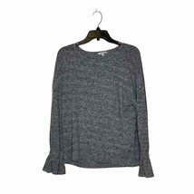 Lucky Brand T-Shirt Top Size Medium Gray Heather Women Cotton Blend Flare Sleeve - £14.05 GBP