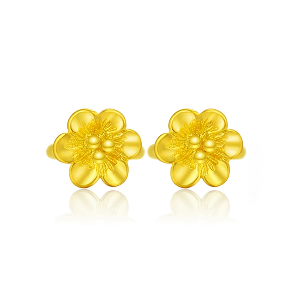 New Arrival Real 24K Yellow Gold Woman Lucky Small Size Stud Earrings / Best Gif - £225.85 GBP