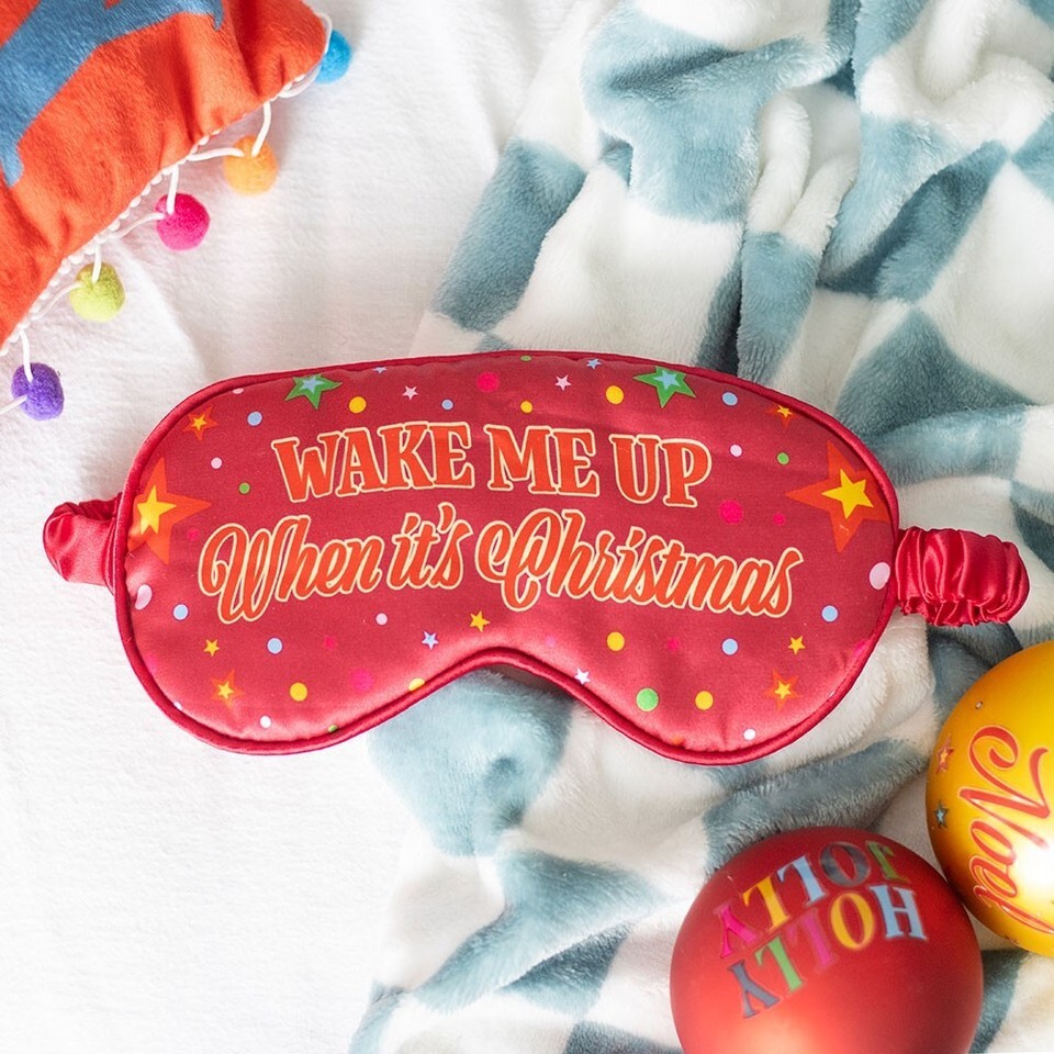 ’Wake Me Up When It’s Christmas’ Satin Sleep Mask - Funny Holiday Eye Cover Item image 3