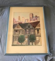 San Francisco Victorian Row Houses Transamerica Pyramid Skyline Oa Art Painting - £145.74 GBP