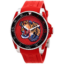 Gucci Dive Red Dial Red Rubber Men&#39;s Watch YA136315 - £503.58 GBP