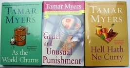 4 Tamar Myers Cozy Pennsylvania Dutch Mystery World Churns~Gruel~Curry~Custard - £15.25 GBP
