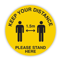 Durus Circle Adh Social Distancing 1.5m Apart Sign (Blk/Ylw) - £35.56 GBP
