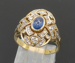 Authenticity Guarantee 
14K GOLD - Vintage Genuine Diamonds &amp; Sapphire 2 Tone... - £495.75 GBP