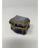 Antique French Hand Painted Porcelain Box Gilted Cobalt Blue Courting Co... - $355.41 CAD
