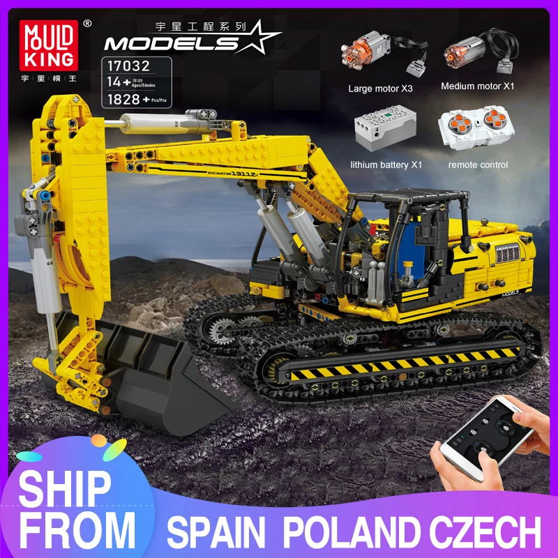 MOULD KING 17032 Technical Car Building Kits RC Excavator Crawler Truck Model - £178.19 GBP