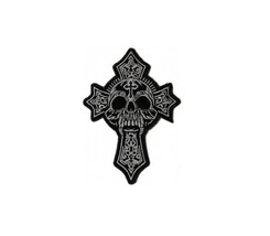 SKULL and CROSS 3.3&quot; x 4.5&quot; iron on patch (5030) - £7.17 GBP