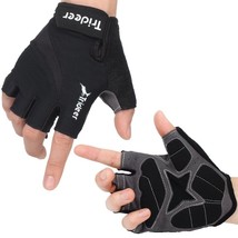 Trideer Cycling Biking Bike MTB Half Finger Gloves Black  Medium Gel Palm - £9.43 GBP