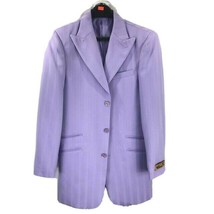 Falcone Boys Suit Lavender Silver Thread Stripe Pleated Front Pants Size 18R 29W - £39.47 GBP