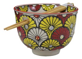Colorful Spring Sunflowers Porcelain Ramen Soup Rice Bowl With Chopsticks Set - £15.97 GBP
