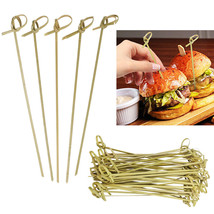 100 Ct Natural Bamboo Knot Picks 7&quot; Wooden Skewer Food Party Cocktail Appetizer - £14.25 GBP