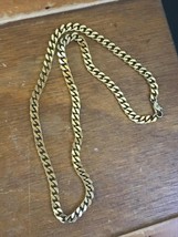 Estate Classic Goldtone Flattened Curb Link Necklace – 18 inches long x just und - £5.41 GBP