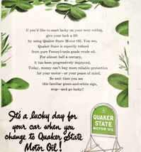 1947 Quaker State Motor Oil Advertisement Lucky 4 Leaf Clover Automobili... - $464.13 MXN