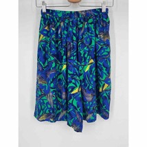 Vintage Heinzelmann High Waisted Shorts Sz 38 Blue Green Bird Wide Leg - £21.88 GBP