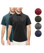 Men&#39;s Lightweight Elastic Nylon Blend Short Sleeve Embroidered Logo Polo... - $23.29+