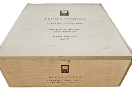 Alpha Omega Cabernet Sauvignon Thomas Wooden Wine Box With Hinged Lid Empty - £33.02 GBP