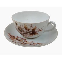 Marx And Gutherz Carlsbad Austria Ceramic Tea Cup Saucer Floral 1459 White Brown - £8.67 GBP