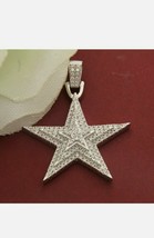 1.27 CT Micro Pave Simulated Diamond 14K White Gold Plated Cluster Star Pendant - £76.85 GBP
