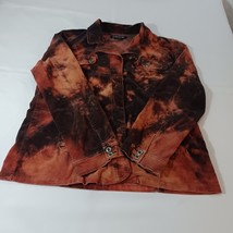 Jeanstar Women's Spandex Cotton Blend Black & Orange Dyed Pockets Jacket Size XL image 13