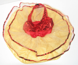 Build A Bear Christmas Dress Red Gold Sequin Halter Holiday Tulle Bow BAB - £11.89 GBP