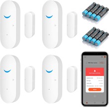 Smart Door Sensor Alarm Wireless, Wifi Door Window Detector With 8, 4 Pack - $51.99