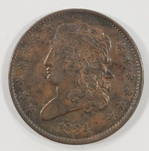 1834 Mezza Cent IN Extra Sottile XF Condizioni, Marrone Colore, Forte Dettaglio - £119.69 GBP