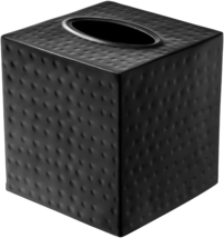 Tissue Box Cover Square – Hand Hammered Black Metal Tissue Holder Box - $32.09