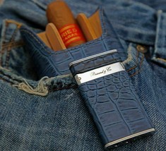Brizard  &quot;Show Band&quot; 3 Cigar Case,Cutter &amp; Lighter Combo - Indigo Croco ... - $11,000.39 MXN