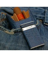 Brizard  &quot;Show Band&quot; 3 Cigar Case,Cutter &amp; Lighter Combo - Indigo Croco ... - $595.00