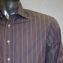 Men&#39;s Rufus Deep Burgundy | Navy Striped Long Sleeve Button Down Shirt - $158.00