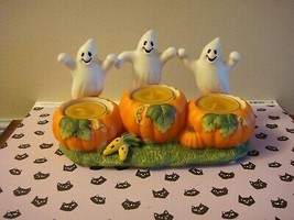 Partylite Halloween Ghost Pumpkin Trio Tealight Candle Holder P7262 - £13.58 GBP