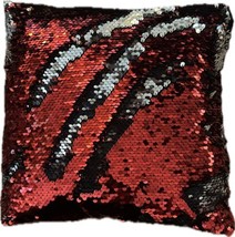 Reversible Sequin Shimmer Square Throw Pillow Red and Silver 10” - £6.89 GBP