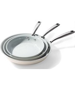 Cookersway Ceramic Nonstick Fry Pan Set, 3pc, 8/9.5/11”, PTFE-Free, Beige - $1,383.83 MXN
