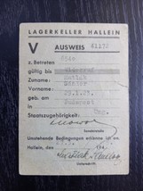WWII German Forced Labor Camp Worker’s ID Card / Entry Pass - $190.00