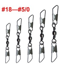 100pcs/lot Barrel Swivels Fishing with Double Safety Snaps #18-#5/0 Stainless St - £53.84 GBP