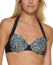 MSRP $78 Calvin Klein Printed Convertible Bikini Top Ditsy Black Size XS - £14.74 GBP