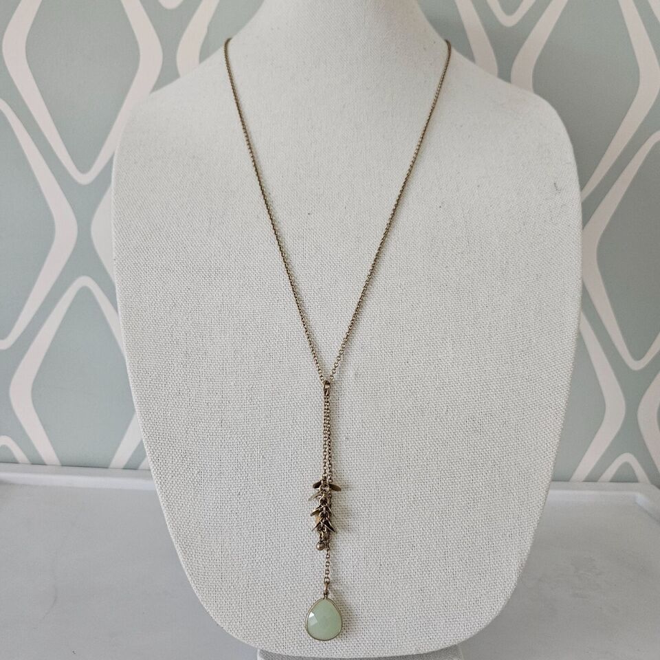 J.Crew Gold Tone Long Chain w/ Dangling Mint Green Acrylic Pendant - $21.09