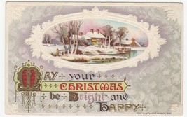 Vintage Postcard Christmas Cottages in Snow John Winsch 1913 Embossed - £6.36 GBP
