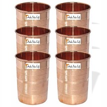 Set Of 6 - Prisha India Craft  Copper Cup Water Tumbler - Handmade Water Glasses - £62.29 GBP