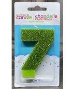 Number 7 Green Glitter Birthday Candle - $1.99