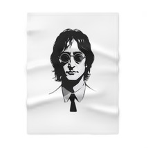 Black and White John Lennon Fleece Baby Blanket 30&quot; x 40&quot; Personalized Photo Bla - £27.91 GBP