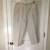 Liz Claiborne Linen Lizsport Capri Dress Pants Size 12 Beige Inseam 21&quot; ... - $15.99